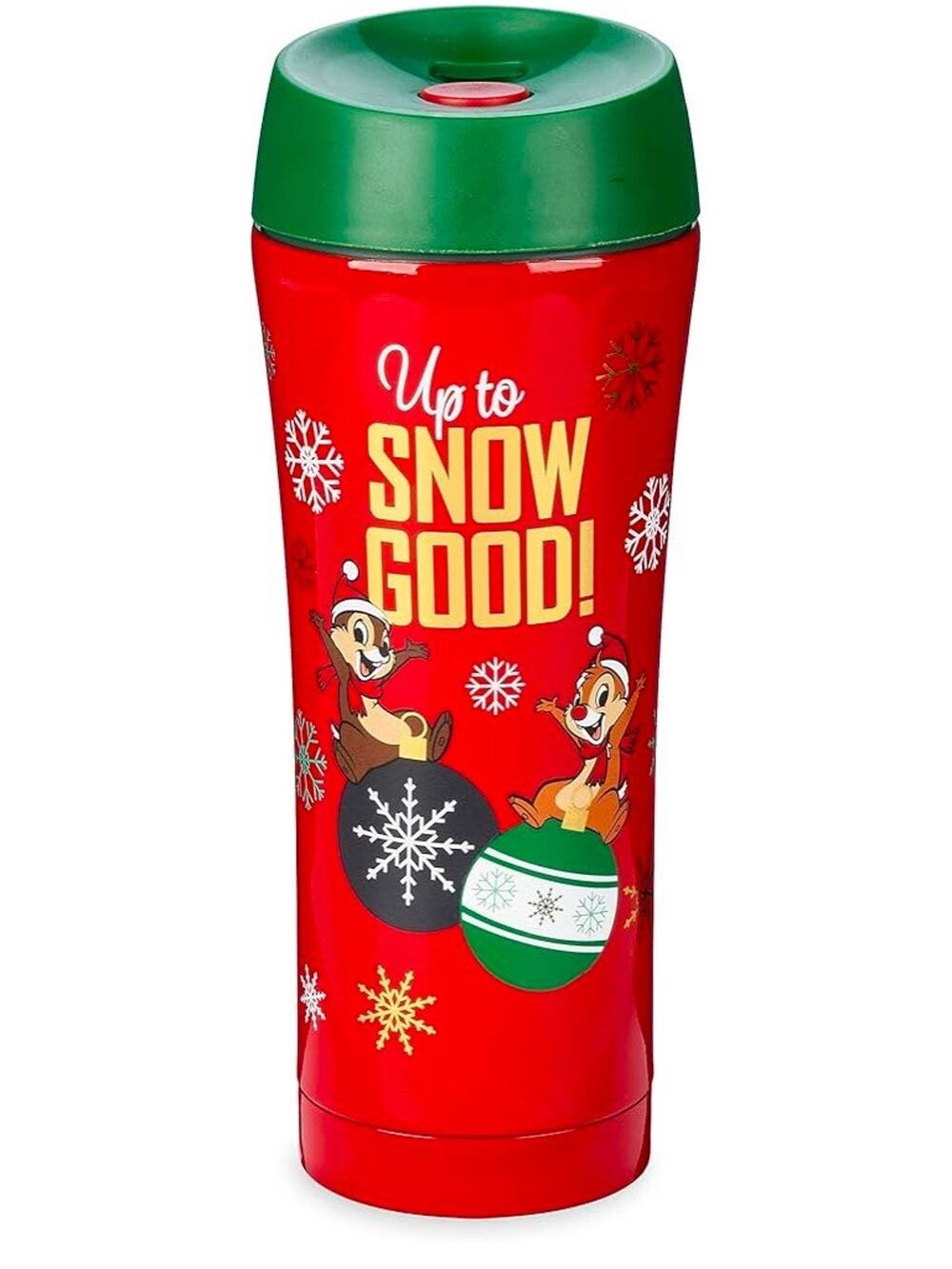Disney Store Christmas Holiday Santa Mickey Mouse Chip & Dale Travel Mug Tumbler